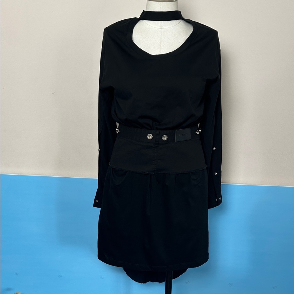 Diesel Black Goth Techno drop waist style dress size XS